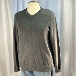 IZOD gray v-neck long sleeve cotton pullover sweater M